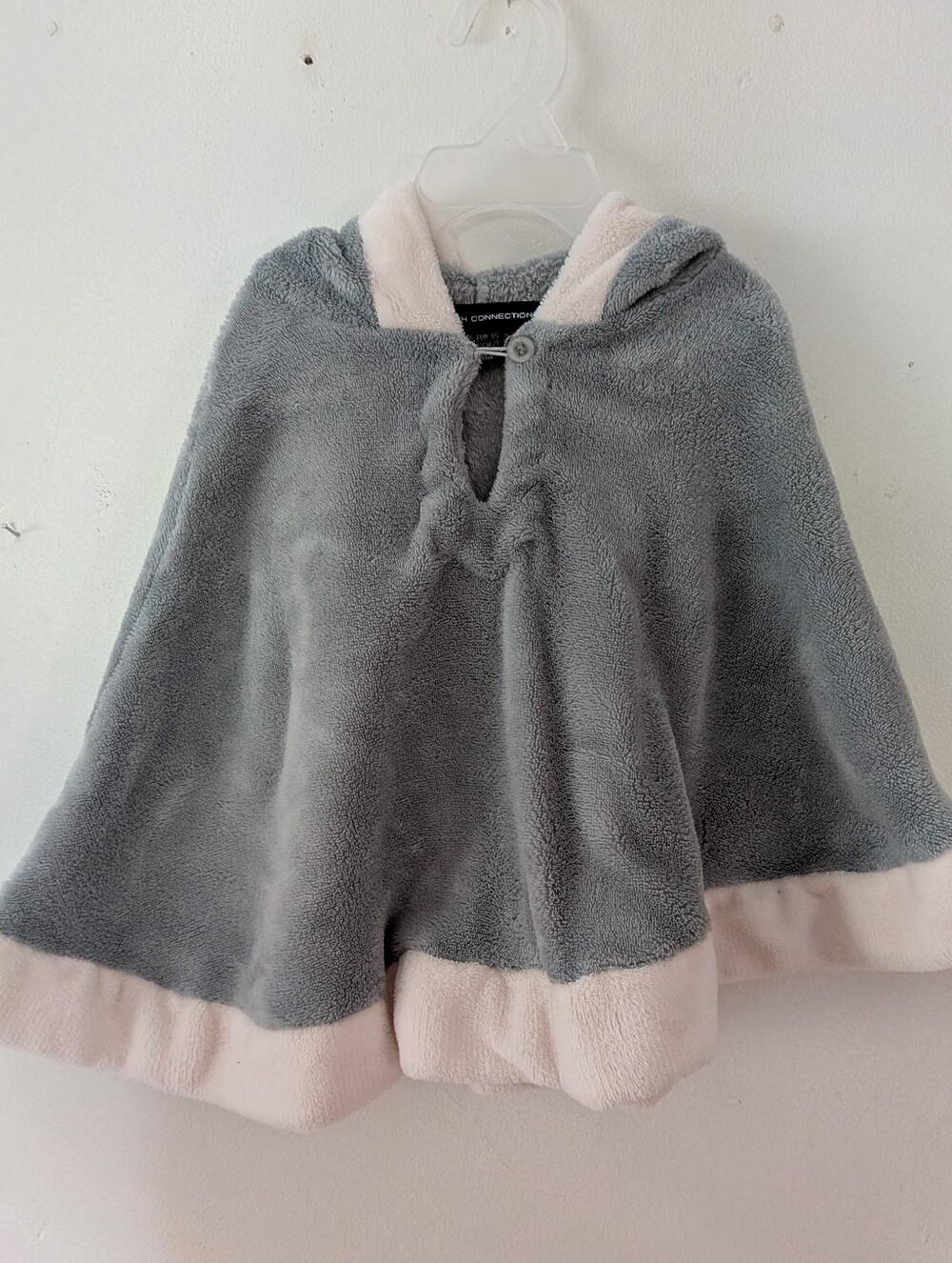 French Connection Toddler 2T Gray Plush Faux Fur Cape